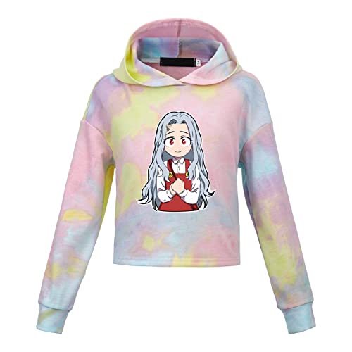 Apehuyuan Kids My Hero Academia Crop Tops MHA Tie-Dye Hoodie For Child Eri Toga Fans Sweatshirts Shoto And Bakugou Tops( 6_years Cute Pink)