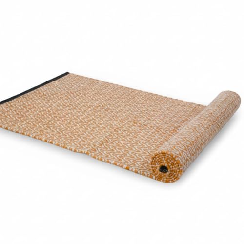 Image of Pure cotton anti-skid, machine wash yoga mat. 73inches x 24inches, 5mm thickness (7mm (Rust Orange))