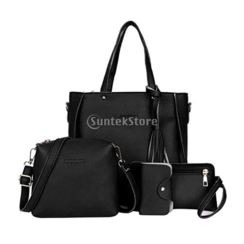 Baoblaze 4PACK Bolsa De Couro Feminina Bolsa De Ombro Bolsa Bolsa Titular De Cartão Conjunto De Saco
