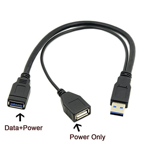 CY USB 3.0 Male to Dual USB Female Extra Power Data Extension Cable for 2.5