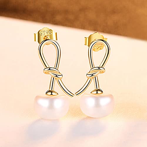Boucles d'oreilles nœud papillon argent 925 pour femme avec perles fines mignonnes