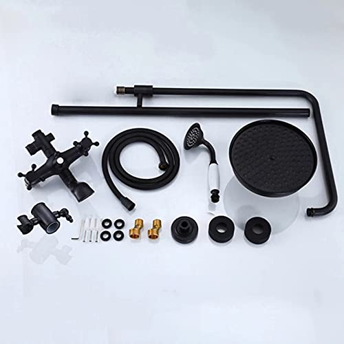 Sistema de ducha de 3 vías de pared con grifo de bañera y ducha de mano retro 7