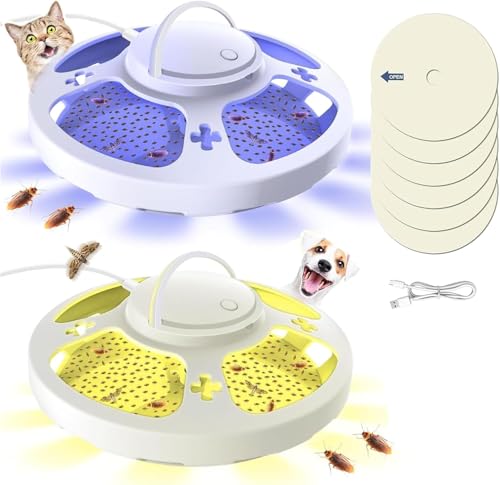 1Pcs Flea Traps for Home Flea Traps Kit Includes 5 Replacement Glue Disks Odorless Fleaed Lamp Traps for Home Carpets Bedding Pet Safe
