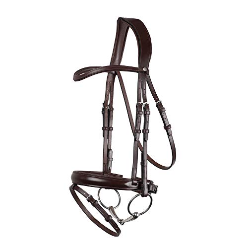 Bridon de dressage anatomique Montar Normandie en cuir éco marron taille Full