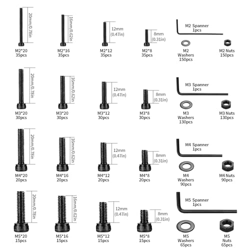 1274 Pcs 12.9 Carbon Steel Bolts and Nuts Set, Hex Nut and Bolt, Hex Socket Head Cap Screw bolts and nuts and Washers set - Image 2