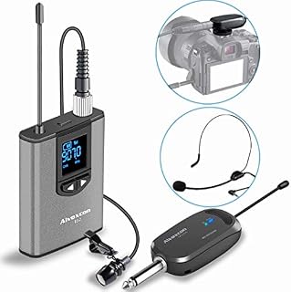 Wireless Headset Lavalier Microphone System -Alvoxcon Wireless Lapel Mic Best for iPhone, DSLR