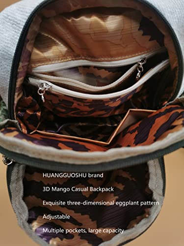 Image of Small Canvas Backpack, Retro Boho Washed Hippie for Women Daily Commute (Mango Decorations)