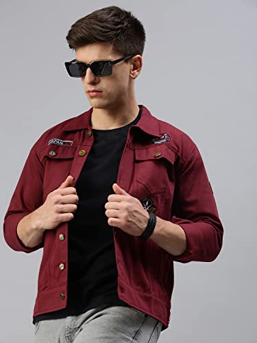 VOXATI Men's Denim Jacket XL Maroon - Image 3