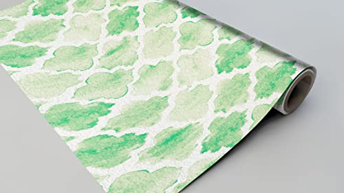 Image of DWELLSINDIA Light Green Moroccan Wallpaper for Home Decoration | Self Adhesive Peel & Stick, Thick Textured Premium Paper | Waterproof, Scratch Resistant | Kitchen, Living Room & Cafe | 41 x 244 cm