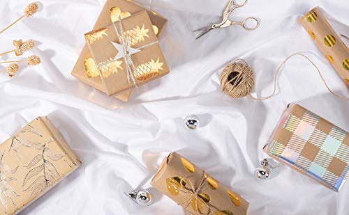 image for RUSPEPA Kraft Wrapping Paper Roll - Foil Gold Star Shiny Pineapple Wra