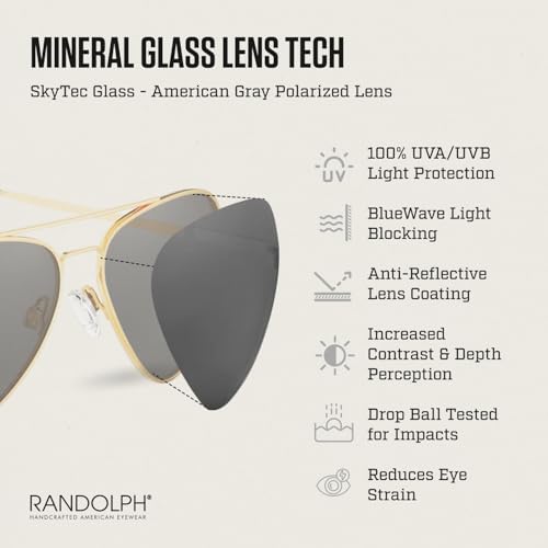 Image of Randolph Eyewear Concorde Aviator Sunglasses for Men and Women - Non-Polarized & Polarized Aviator Sunglasses Made to Last