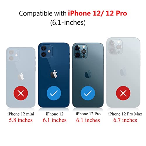 Varikke Iphone 12 Wallet Case, Iphone 12/ Pro Case With Card Holder & Magnetic Detachable Cover & Kickstand & Lanyard Strap Glitter Pu Leather Flip Phone Wallet Case For Iphone 12 Pro [6.1"], Mint #TOP7