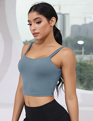 Image of LUYAA Womens Workout Sports Bras Backless Padded Yoga Tank Tops Crop Twist Low Back Cami Bra for Gym