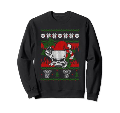 Santa Skull Biker Funny Ugly Christmas Sweater Xmas Sweatshirt