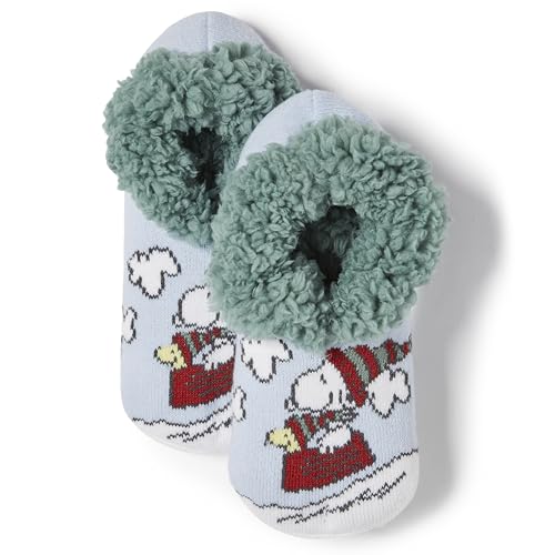 Peanuts Women's Snoopy Holiday Teddy Fur Slipper Socks