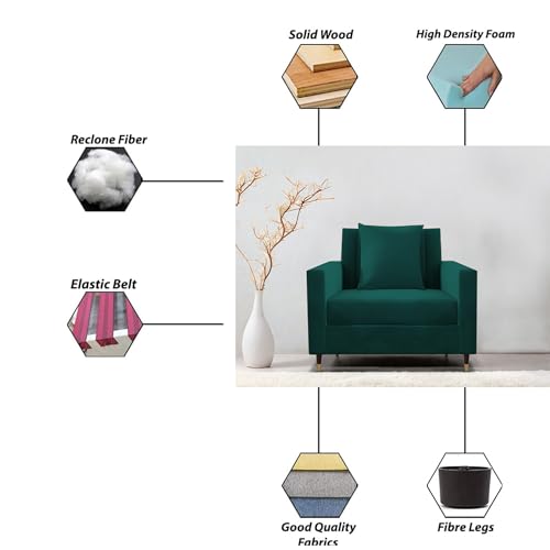 Image of Casaliving Garcia 1 Seater Sofa Set for Living Room (Pine in Colour) Premium Fabric Sofa
