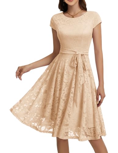 Image of MUADRESS Women's Lace Cocktail Wedding Party Dress | Wedding Guest Ready,Homecoming Event Style,Bridal Shower Outfit,Dinner Date Look,Tea Party Occasion,Birthday wear