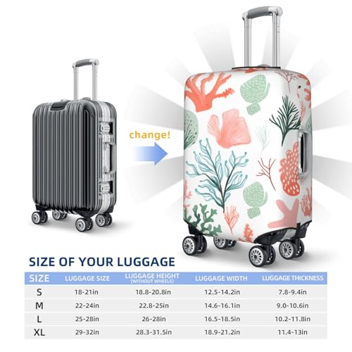 Cartoon Coral Travel Luggage Cover for Suitcase Anti-Scratch Fashion Suitcase Protector Washable Elastic Baggage Covers Fits 29-32 Inch Luggage for Travel Beach Holiday3
