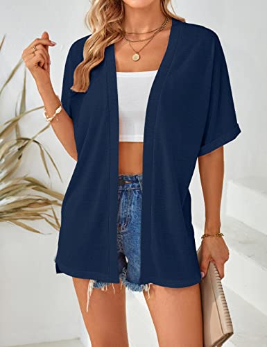 Image of MEROKEETY Women's 2026 Summer Lightweight Kimono Cardigan Short Sleeve Open Front Casual Loose Trendy Beach Cover Ups