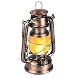 LEDERA Christmas Flame Vintage Lantern, Antiqued Copper Flickering Lantern, 2 Modes Hurricane...