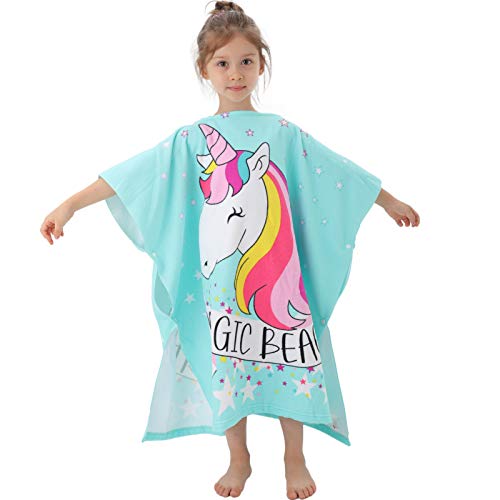Image of NovForth Unicorn Bath Towel for Toddler Boys, Pool Hooded Towel for Kids, Hooded Bath Beach Towel Poncho for Bath /Pool /Beach Swim Cover
