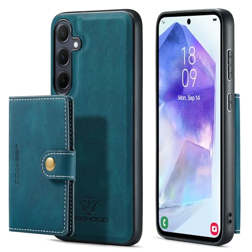 Étui portefeuille Samsung Galaxy A55 bleu avec porte-cartes magnétique