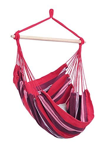 AMAZONAS Hängesessel wetterfest UV-beständig Havanna Fuego mit Querstab aus FSC Fichtenholz 110 cm bis 150 kg buntgestreift