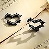 Gothic Spike Heart Earrings, 1 Pair Black Hoop Earrings for women, black jewellery emo accessories, Punk Emo Gothic Jewellery, Grunge Goth Accessories #4