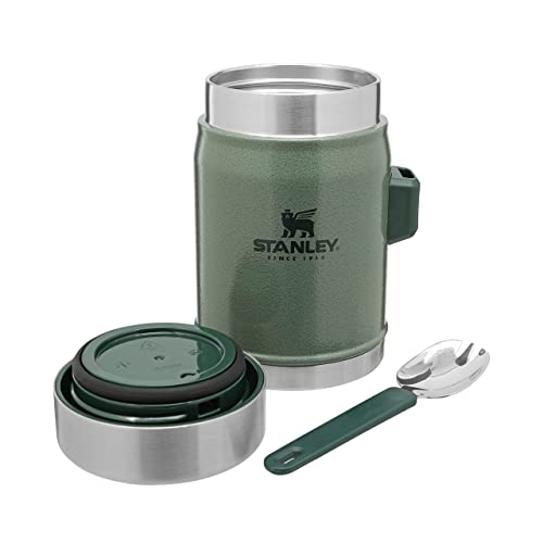 Stanley Classic Legendary Thermobehälter für Essen mit Spork 400 ml Hammertone Green - Edelstahl Warmhaltebehälter Essen - BPA-frei - Hält 7 Stunden Heiß oder Kalt - Spülmaschinenfest