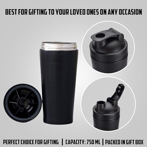 Image of Savri Customized Stainless Steel Gym Shaker Bottle - Name Engraved, Leakproof, BPA-Free Protein Shaker for Supplements, Water & Fitness. Personalized Shaker for Gym | Pre Workout Steel Shaker - 750 ML