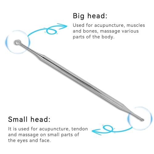Dual Head Facial Reflexology Tools, Roestvrijstalen Draagbare Oor Acupunctuur Body Point Probe Massage Tool - Afbeelding 5