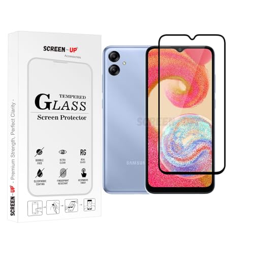Image of ScreenUp Tempered Glass For Samsung Galaxy A04e - Ultra Clear, 9H Scratch Resistant, Full Coverage, Easy Install Screen Protector