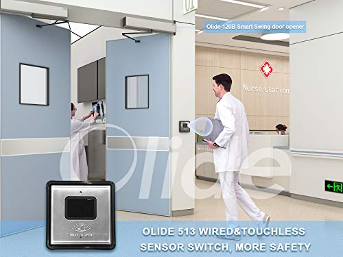 Olideauto Touch Free Automatic Door Opener For Commercial Exterior Swing Door,Contactless Wave Sensor Open Swing Door With 2Pcs Square 4.5'' Olide-513 Touchless Wired Wave To Open Sensor Switches #TOP3