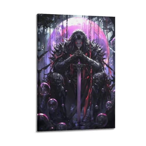 DFUCXERR Póster de samurái japonés de fantasía oscura, póster decorativo de lienzo para pared e imagen artística moderna para decoración de dormitorio familiar, 40 x 60 cm