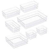 【Set mit verschiedenen Größen】: 7er-Set beinhaltet 4 größe aufbewahrungsbox: 1 – (22,9 x 15,5 x 5 cm); 1 – (15 x 15 x 5 cm); 3 – (15 x 7,4 x 5 cm); 2 – (7,4 x 7,4 x 5cm); geeignet für Schubladen jeder Größe, Sie können sie zusammen oder in Kombination nach Belieben verwenden