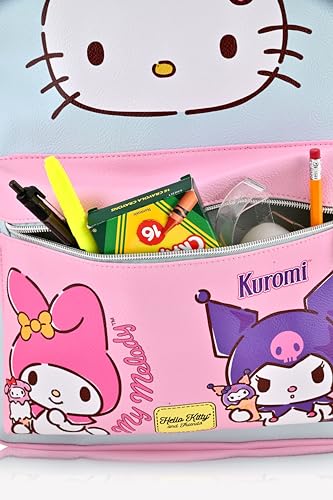 Image of Sanrio Hello Kitty Backpack for Girls, Boys, Women, Men, Adults, Unisex | Cute PU Leather Large Hello Kitty, Kuromi and My Melody Travel Backpack Purse Shoulder Purse Travel Backpack