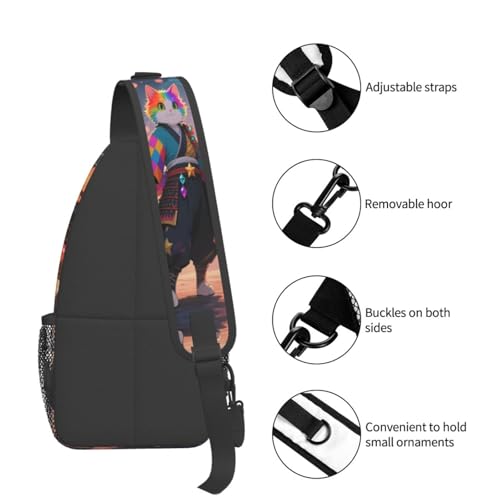 Image of Japanese Ninja Cat Crossbody Bag Sling Bag Backpack Chest Bags Shoulder Bag for Women Men