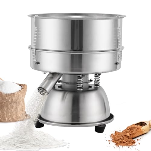YUCHENGTECH Tamis Automatique 5L avec Tamis de 40 Mesh Tamis à Farine Électrique Tamis Vibrant en Acier Inoxydable pour le Tamisage de Farine/Poudre de Cacao...