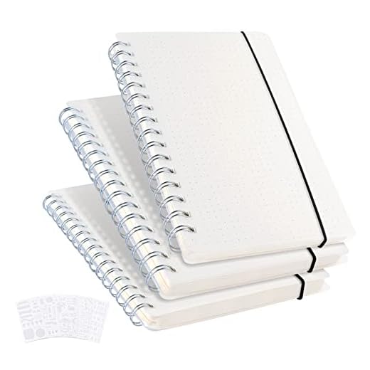 Agoer Pack 3 Cuadernos A5, Libreta a5 con Línea de Puntos, Cuaderno Punteado Bullet Journal con 5 plantillas para manualidades, 480 hojas, Bloc de Notas con Tapa Transparente Esmerilada