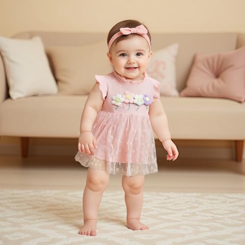 6M-4T Baby Girl Dress 3D Flower Lace Tulle Dresses Princess Dress Toddler Dresses Little Girls Summer Clothes3