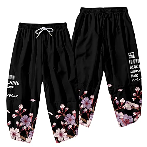 Image of DOSLAVIDA Men's Japanese Kimono Cardigan Suit Chinese Style Printed Jacket Pants Set Open Front Seven Sleeve Top & Shorts