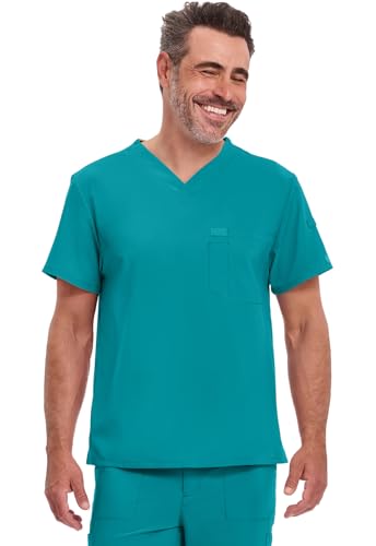 Image of Dickies EDS Essentials Scrubs for Men V-Neck 360 Stretch Medical Scrub Top | Relaxed Fit, 2 Pocket Design, 360 Stretch, Moisture Wicking Fabric, Durable Construction, Side Vents, Easy Care