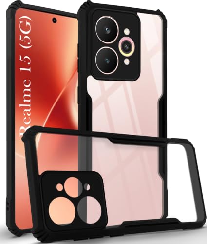 Image of Jkobi Hybrid Back Cover Case for Realme 15 (Shockproof with Polycarbonate Clear Panel | Professional Black)