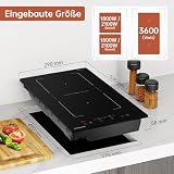 Gudsunal Induktionskochfeld, Kochfeld 2 Platten Einbau mit Flexzonen, 3600 W, kontinuierliche...