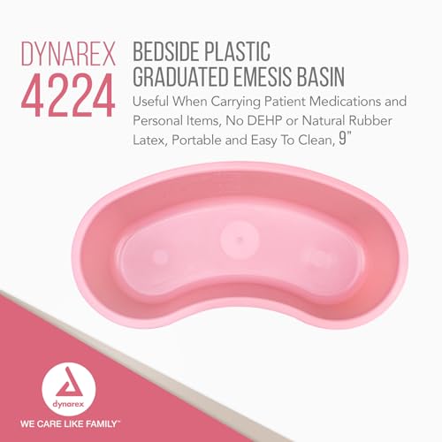 Image of Dynarex Bedside Plastic Graduated Emesis Basin - Measures and Collects Fluids - No DEHP Or Natural Rubber Latex - 9 inch, 500 cc Capacity, Case of 250