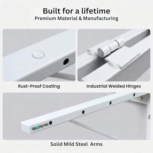 Image of Clothes Drying Stand Wall Mounted with nylon rope- Space Saving Steel Wall Cloth Dryer Stand-Cloth Dryer Foldable Rack- Wall mount cloth hanging stand-Cloth Dryer Stand for indoor,outdoor and Balcony