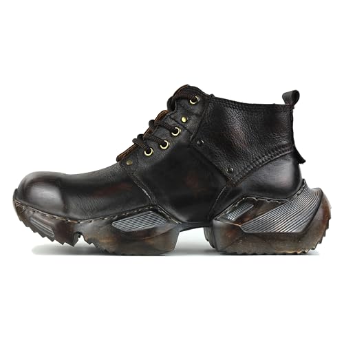 Mens Vintage Fashion Sneakers Retro Casual Shoes Calfskin Leather Chukka Moto Boots CD-5008-S-5-Vintage-US-R2