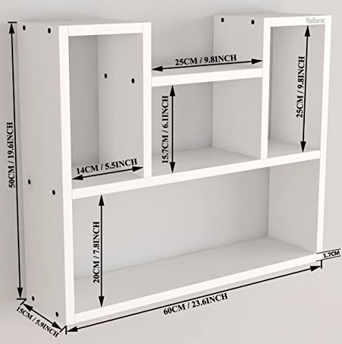 Image of Madhuran Riya Enginereed Wood Wall Mounted Books Display Shelf Racks Stand (Matte, White) Home Decor Multipurpose Organizer Kitchen Storage