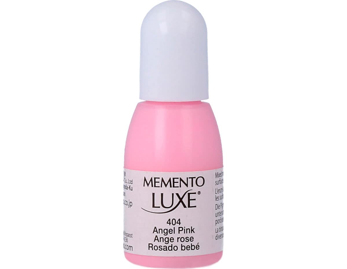 Tsukineko Memento Luxe Inker Stamp Pad Ink, 15 ml, Pink, Angel Pink, Accessories Reinker for Memento Luxe Ink Pads