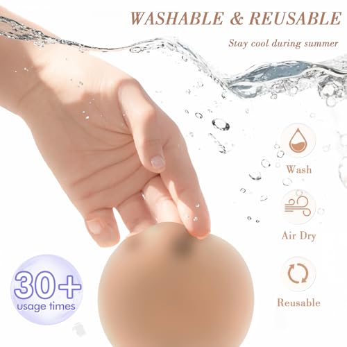 Image of Nunibum Nipple Covers for Women 2 Pairs - Reusable Adhesive No Show Pasties, Sticky Invisible Silicone Breast Petals